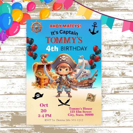Invitation Fête d'anniversaire du Pirate