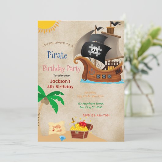 Invitation Fête d'anniversaire du Pirate (Debout devant)
