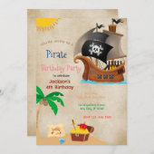Invitation Fête d'anniversaire du Pirate (Devant / Derrière)