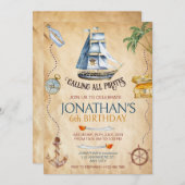 Invitation Fête d'anniversaire du Pirate (Devant / Derrière)