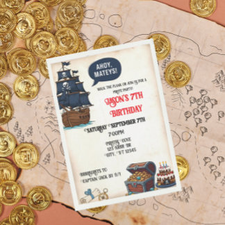 Invitation Fête d'anniversaire du pirate d'Ahoy Matey