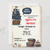 Invitation Fête d'anniversaire du pirate d'Ahoy Matey (Devant)