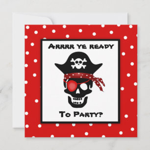 Invitation Fête d'anniversaire du Pirate Polka Dot Pirate du