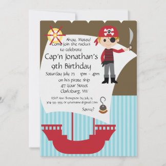 Invitation Fête d'anniversaire du pirate Savvy sur mesure