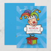 Invitation Fête d'anniversaire du Poisson d'avril (Devant / Derrière)