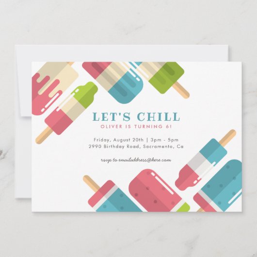 Invitation Fête d'anniversaire du Popsicle d'été moderne (Devant)