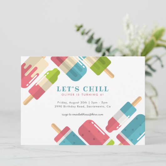 Invitation Fête d'anniversaire du Popsicle d'été moderne (Debout devant)