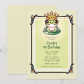 Invitation Fête d'anniversaire du Prince Grenouille avec cour (Devant / Derrière)