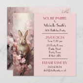 Invitation Fête d'anniversaire du printemps du lapin (Devant / Derrière)