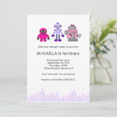 Invitation Fête d'anniversaire du robot de la fille (Debout devant)