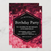 Invitation Fête d'anniversaire du Ruby Rouge Gemstone (Devant / Derrière)