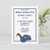 Invitation Fête d'anniversaire du serpent à carreaux de Calif (Debout devant)