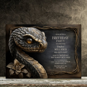 Invitation Fête d'anniversaire du serpent de pierre mythique