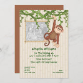 Invitation Fête d'anniversaire du singe (Devant / Derrière)