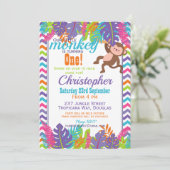 Invitation Fête d'anniversaire du singe coloré (Debout devant)
