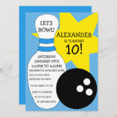 Invitation Fête d'anniversaire du Sky Blue Bowling Bash Bowli (Devant / Derrière)