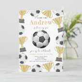 Invitation Fête d'anniversaire du soccer d'aquarelle personne (Debout devant)