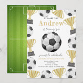 Invitation Fête d'anniversaire du soccer d'aquarelle personne (Devant / Derrière)