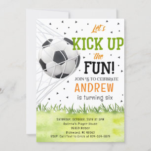 Invitation Fête d'anniversaire du soccer d'aquarelle personne