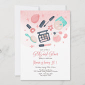 Invitation Fête d'anniversaire du spa de beauté glitz et glam (Devant)