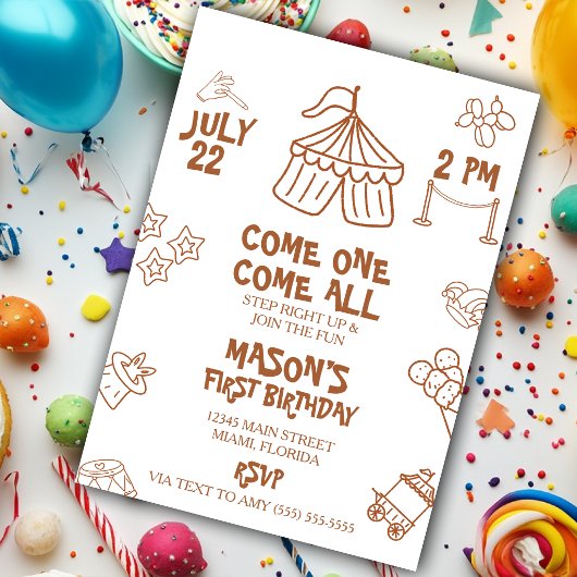 Invitation Fête d'anniversaire du spectacle du cirque Doodle