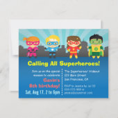 Invitation Fête d'anniversaire du super-héros coloré (Devant)