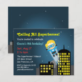 Invitation Fête d'anniversaire du Super-héros du vol mou (Devant / Derrière)