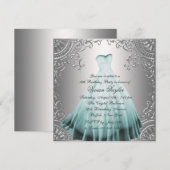 Invitation Fête d'anniversaire du Sweet sixteen bleu Turquois (Devant / Derrière)