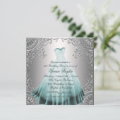 Invitation Fête d'anniversaire du Sweet sixteen bleu Turquois (Debout devant)