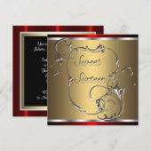 Invitation Fête d'anniversaire du Sweet sixteen d'or d'argent (Devant / Derrière)