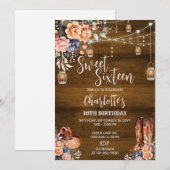 Invitation Fête d'anniversaire du Sweet sixteen occidental ru (Devant / Derrière)