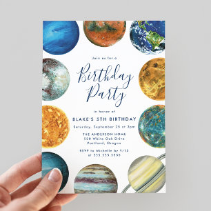 Invitation Fête d'anniversaire du système solaire Planètes à