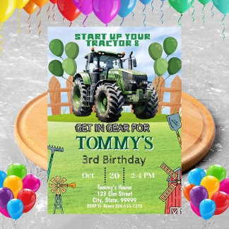 Invitation Fête d'anniversaire du tracteur