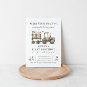 Invitation Fête d'anniversaire du tracteur vert et des animau