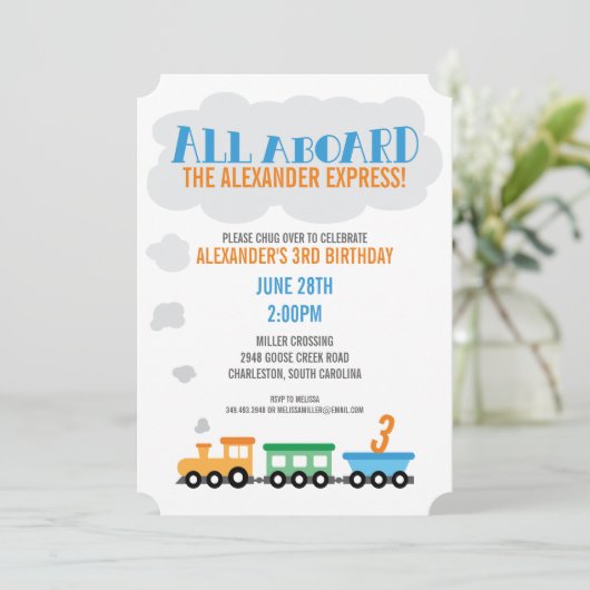 Invitation Fête d'anniversaire du train (Debout devant)
