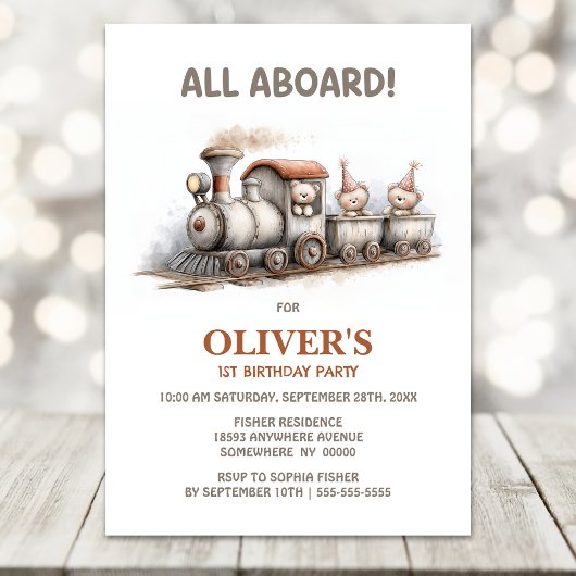 Invitation Fête d'anniversaire du train à vapeur pour le prem