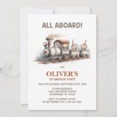 Invitation Fête d'anniversaire du train à vapeur pour le prem (Devant)