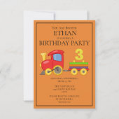 Invitation Fête d'anniversaire du train rouge jaune orange (Devant)