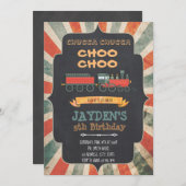 Invitation Fête d'anniversaire du train vintage (Devant / Derrière)