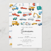 Invitation Fête d'anniversaire du transport urbain moderne (Devant / Derrière)