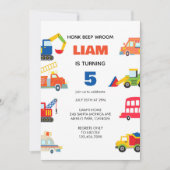 Invitation Fête d'anniversaire du transport urbain moderne (Devant)