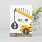 Invitation Fête d'anniversaire du véhicule de la grue de cons (Debout devant)