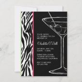 Invitation fête d'anniversaire du zebra print martini (Devant)