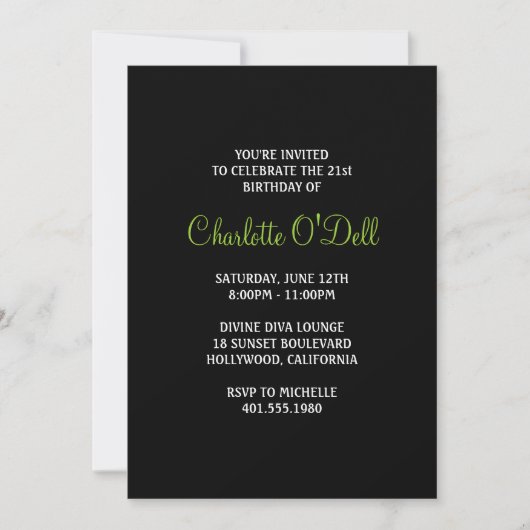 Invitation fête d'anniversaire du zebra print martini (Devant)