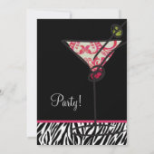 Invitation fête d'anniversaire du zebra print martini (Dos)
