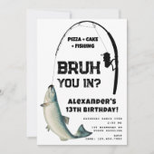 Invitation Fête d'anniversaire d'un adolescent, pêche de Bruh (Devant)