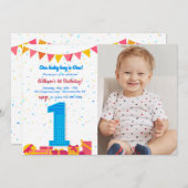 Invitation Fête d'anniversaire d'un an (Devant / Derrière)