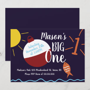Invitation Fête d'anniversaire d'un an pour la pêche à l'appâ