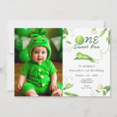 Invitation Fête d'anniversaire d'un an pour un doux pois (Devant)