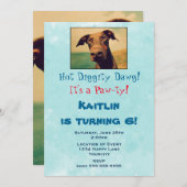 Invitation Fête d'anniversaire d'un enfant avec un Doberman m (Devant / Derrière)